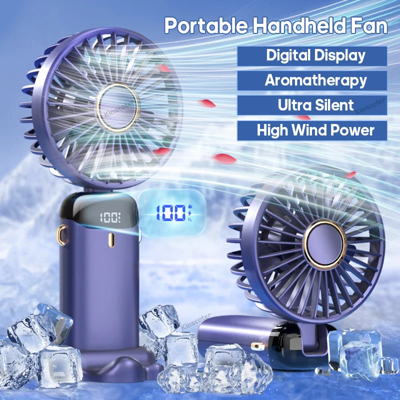 CoolVento Turbo – Foldable Handheld Fan, 100 Speeds, 4000mAh, Digital Display