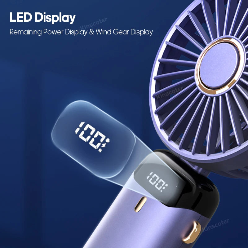 CoolVento Turbo – Foldable Handheld Fan, 100 Speeds, 4000mAh, Digital Display