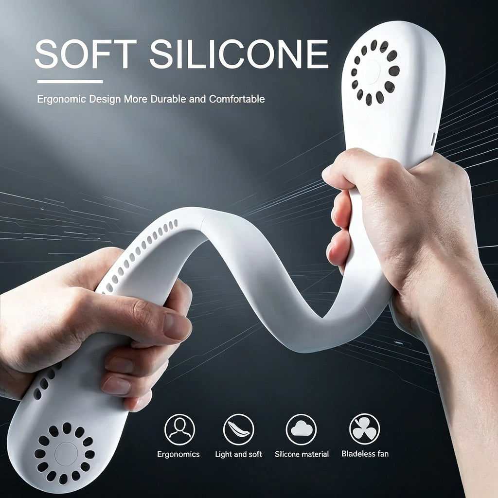 CoolVento Neck Fan – Bladeless Hands-Free Portable Cooling, 360° Airflow