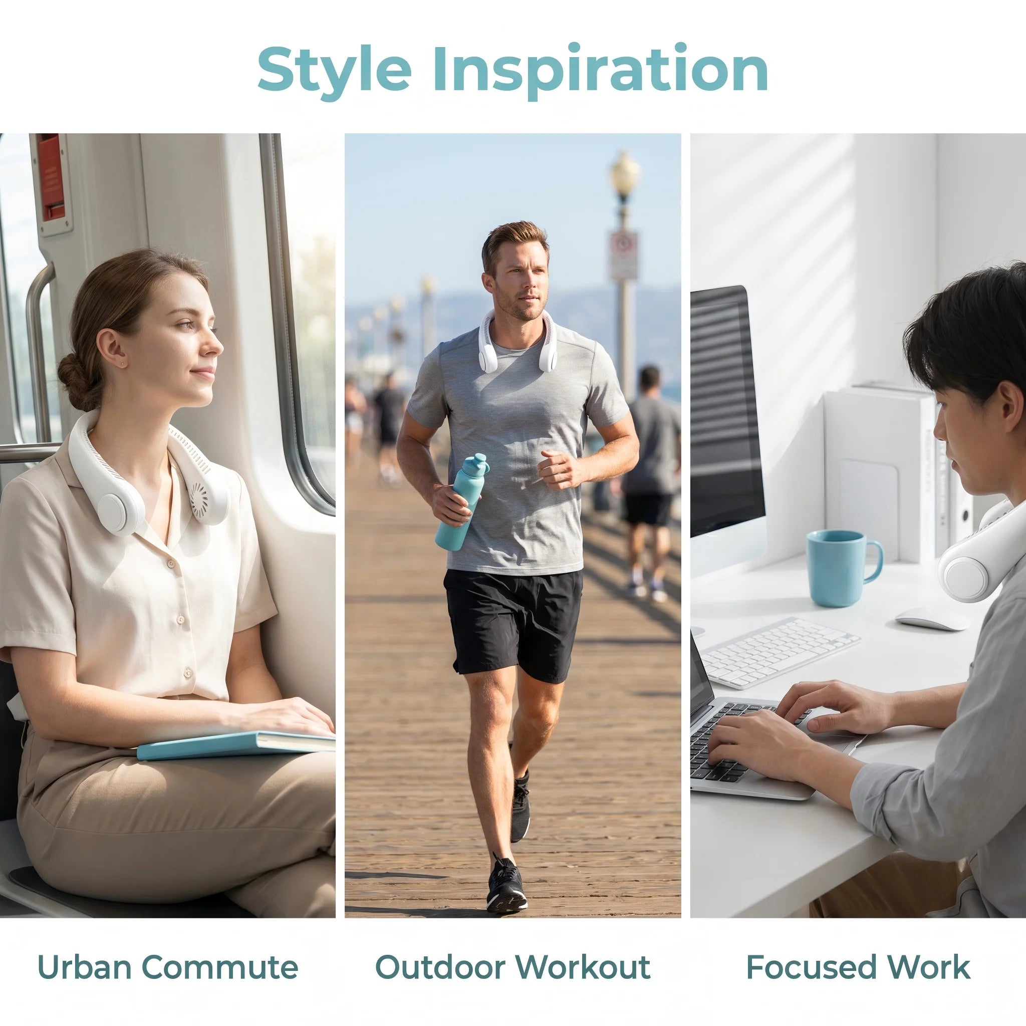 CoolVento Neck Fan – Bladeless Hands-Free Portable Cooling, 360° Airflow